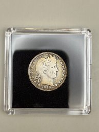 1916-D Barber Silver Quarter In Plastic Case