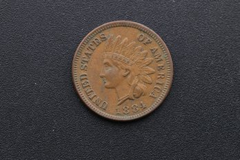 1884 Indian Head Penny Full Liberty Coin