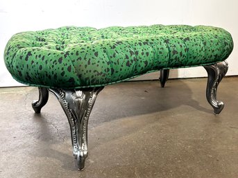 A Modern Tufted Ottoman - Coffee Table In Faux Animal Print