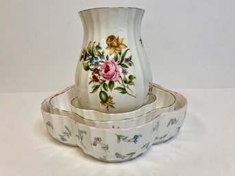 Royal Worcester Bone China Vase And Graduated Dishes (4)