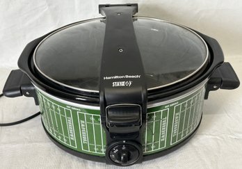 HAMILTON BEACH Football Themed 'Stay Or Go' 6-quart Slow Cooker- Very Good Condition