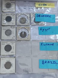 Coins From Cuba, Denmark, Egypt, Finland And Brazil