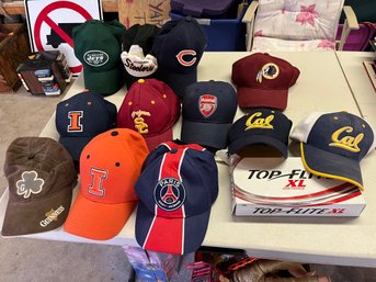 Large Lot Of NFL & COLLEGE FOOTBALL CAPS & 2 Dozen Assorted Golf Balls