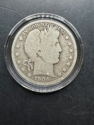 1906-D Barber Silver Half Dollar