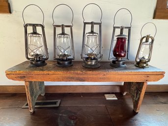 Six Railroad Lanterns Including Two Petite Lanterns