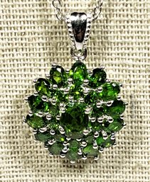 Fine Genuine Peridot Gemstone Sterling Silver Necklace Pendant 20'