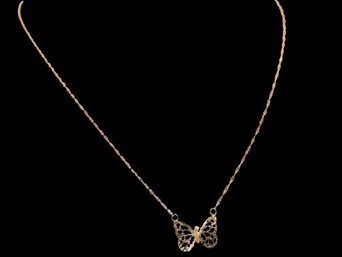 Beautiful 10k Gold Butterfly Pendant And Chain New With Tag