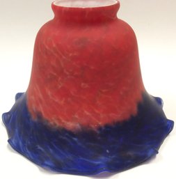 PATRIOTIC ART GLASS SHADE: Mottled Red, White & Blue For Light Fixture Accent Lamp, 4.25 In., Vintage, Ruffled