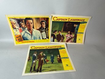 THREE 1950S LOBBY CARDS 'THE DEVILS DISCIPLE' AND 'CAPTAIN LIGHTFOOT'