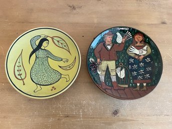 Lot Of 2 Hand Painted Ceramic Plates Denmark