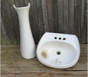 White Porcelain Pedestal Sink