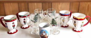 Christmas Mugs-four Kate Williams Global Design Connections, Norman Rockwell Museum Santa & Four Tall Glass