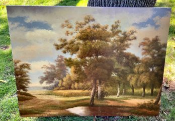 Landscape Trees With Water Painting ~ Signed L Stephano ~oil On Canvas