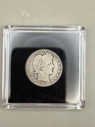 1911 Barber Silver Quarter In Plastic Case