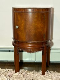 Vintage Sheraton Inspired Neoclassical Demilune Cabinet With Inlay And Roped Trim