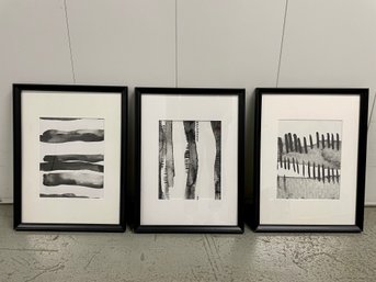 Three Black & White Framed Abstract Prints