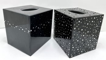 Pair Mike  Ally NYC Stardust Crystal Stone Tissue Box Holders