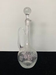Floral Etched Glass Decanter