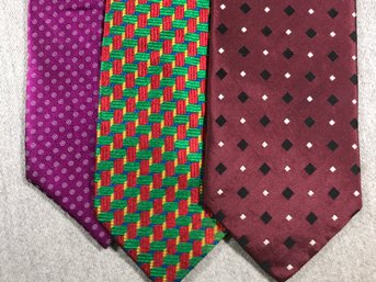 Lot Of Three $160 Retail Price Each (3) ERMENEGILDO ZEGNA All Silk Ties - All Made In Italy - Great Condition