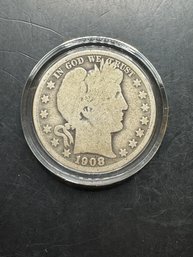 1908-O Barber Silver Half Dollar