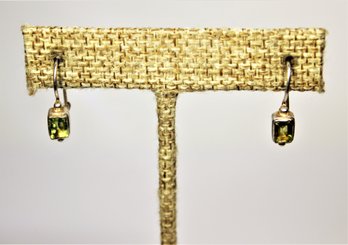 Gold Over Sterling Silver Peridot Pierced Earrings