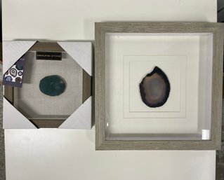 Two Square Framed Agate Stone Cross Sections