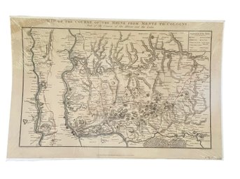 1820 Engraved Map Of The Course Of The Rhine From Mentz To Cologne. See Description For More Details.