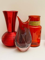 Three Red Vases