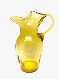 Vintage 8' Pinched Lip Amber Glass Pitcher