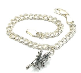 Beautiful Italian Sterling Silver Large Linked Dragon Pendant Bracelet