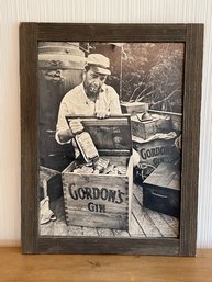 Vintage Humphrey Bogart Gordon's Gin Advertisement Framed Poster