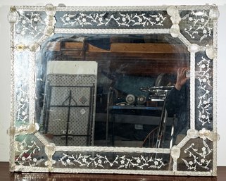 A Large 1920s Venetian Mirror With Etched Glass And Trim