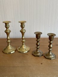 2 Pair Of Vintage Brass Candlesticks