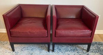 Pair Of Edelman Napoli Leather Club Chairs