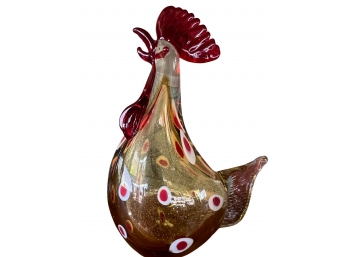 Murano Inspired Blown Glass Rooster Figurine