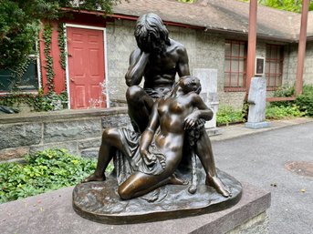 Adam & Eve Bronze Statue, J J Jaquet (after)