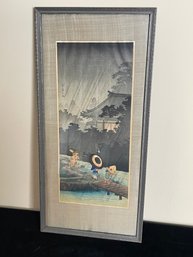 Framed And Matted Print Of Shotei Takahashi  Shower At Terashima