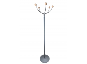 Metal And Wood Four Armed Coat Rack - 65' Tall