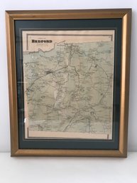 Vintage Framed Map Of Bedford New York