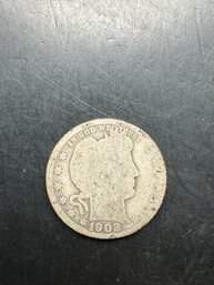 1902-O Barber Silver Quarter