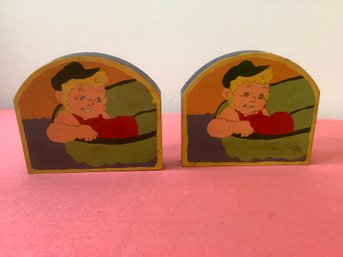 Hand Painted Man In A Boat Bookends