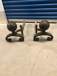 Antique Canonball Andirons