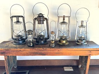 Six Antique Railroad Lanterns