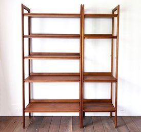 A Pair Of Modern Teak Shelves By Crate & Barrel