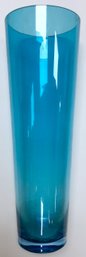 JUMBO 19.75 INCH AQUA BLUE FLOOR VASE: Vintage Art Glass, 1/4 Inch Thick, 4.5 Inch Base, 6.75 Inch Mouth