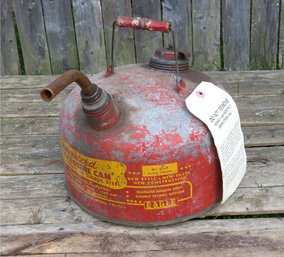 Vintage Eagle All Steel Gas Can Retro Style W/orig Inspection Tag/label