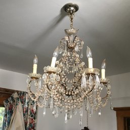 Very Pretty French Style Beaded Chandelier - Very Nice Looking Piece - Nice Elongated Drop Pendants - WOW !