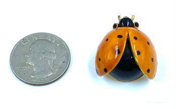 Whimsical Vintage Hand-painted Ladybug Brooch