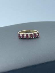 Stunning Multi Diamond & Ruby Cluster Ring Set In 14k Yellow Gold