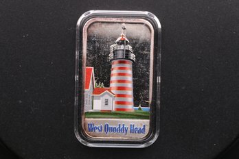 Maine West Quoddy Head Lighthouse 1 Ounce Silver .999 Bar